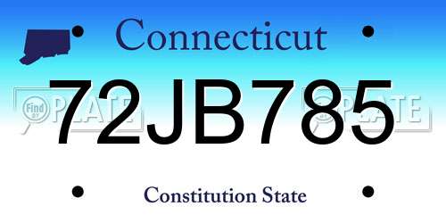 72JB785 Connecticut License Plate