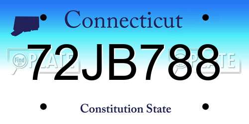72JB788 Connecticut License Plate
