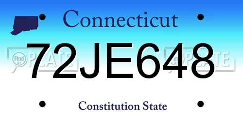 72JE648 Connecticut License Plate
