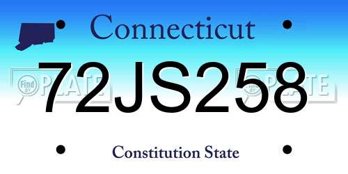 72JS258 Connecticut License Plate