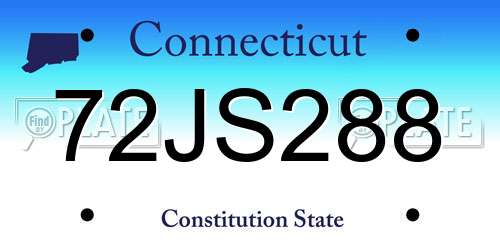 72JS288 Connecticut License Plate