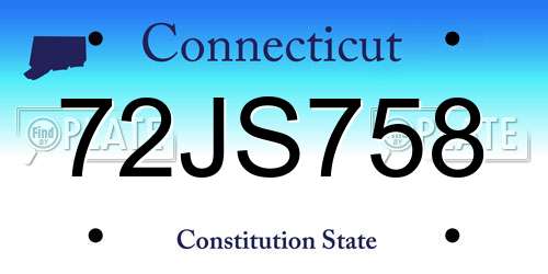 72JS758 Connecticut License Plate