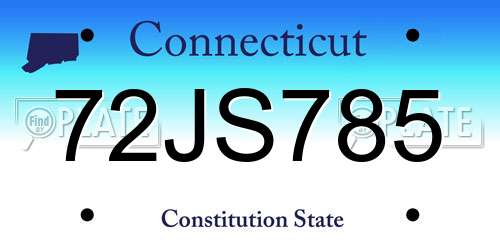 72JS785 Connecticut License Plate