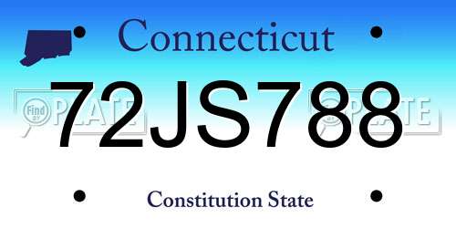 72JS788 Connecticut License Plate
