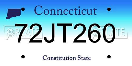 72JT260 Connecticut License Plate