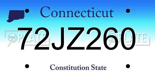 72JZ260 Connecticut License Plate