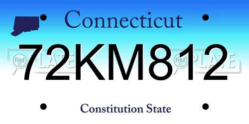 72KM812 Connecticut License Plate
