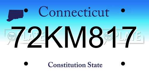 72KM817 Connecticut License Plate