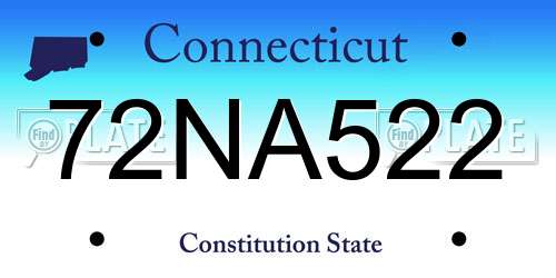 72NA522 Connecticut License Plate