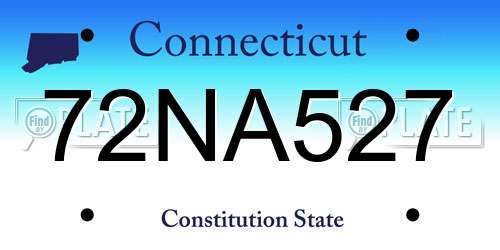 72NA527 Connecticut License Plate