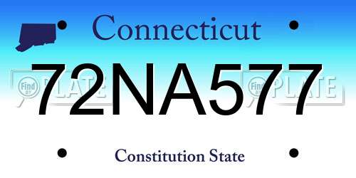 72NA577 Connecticut License Plate