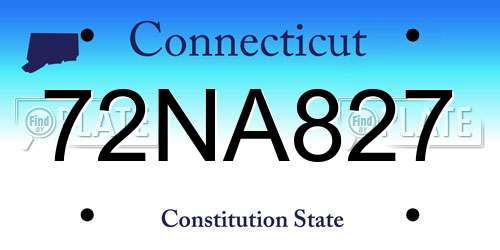 72NA827 Connecticut License Plate