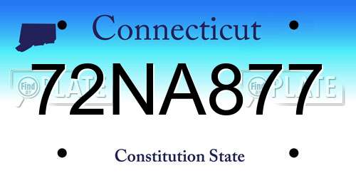 72NA877 Connecticut License Plate