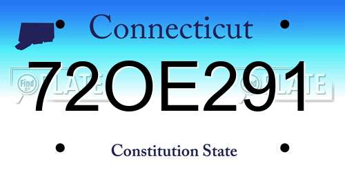 72OE291 Connecticut License Plate