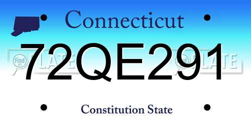 72QE291 Connecticut License Plate