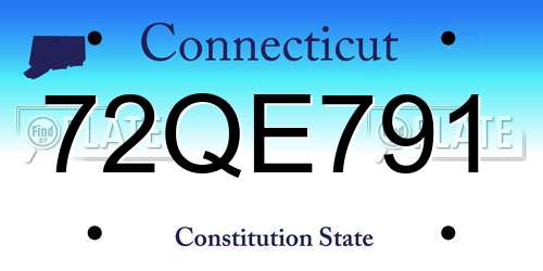 72QE791 Connecticut License Plate
