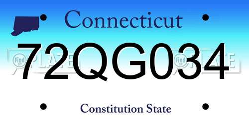 72QG034 Connecticut License Plate