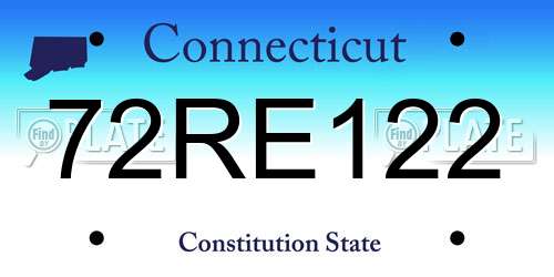 72RE122 Connecticut License Plate