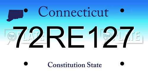 72RE127 Connecticut License Plate