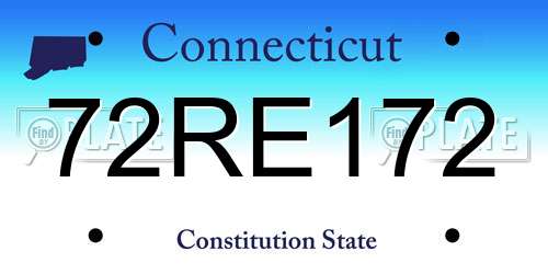 72RE172 Connecticut License Plate