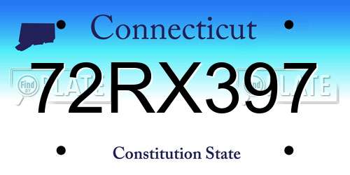 72RX397 Connecticut License Plate