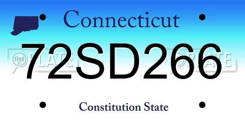 72SD266 Connecticut License Plate