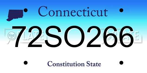 72SO266 Connecticut License Plate