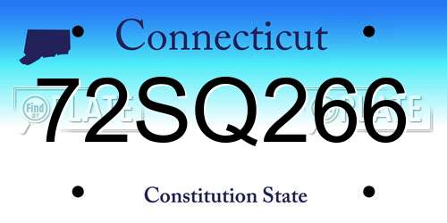 72SQ266 Connecticut License Plate