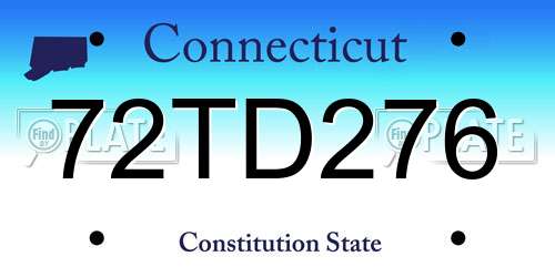 72TD276 Connecticut License Plate