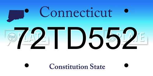 72TD552 Connecticut License Plate