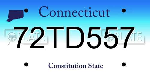 72TD557 Connecticut License Plate