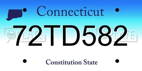 72TD582 Connecticut License Plate