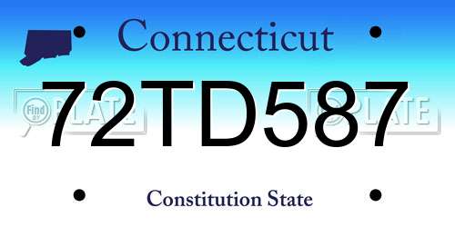 72TD587 Connecticut License Plate