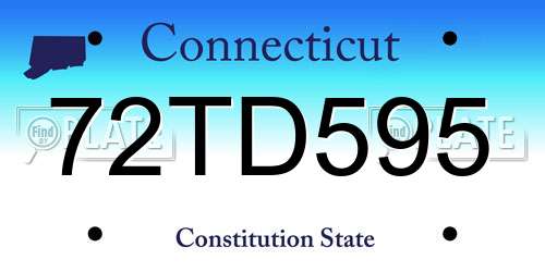 72TD595 Connecticut License Plate