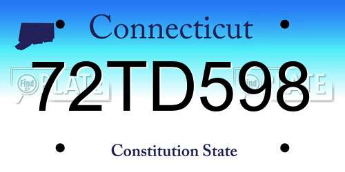 72TD598 Connecticut License Plate