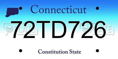 72TD726 Connecticut License Plate