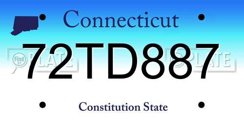 72TD887 Connecticut License Plate