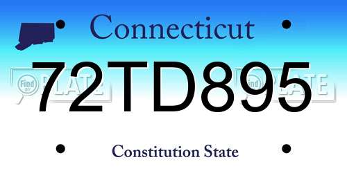 72TD895 Connecticut License Plate