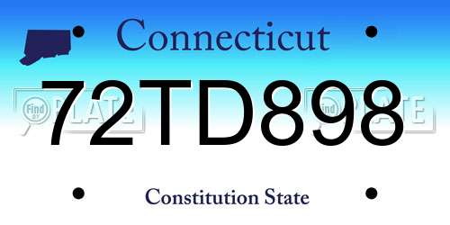 72TD898 Connecticut License Plate