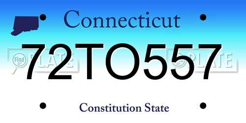 72TO557 Connecticut License Plate