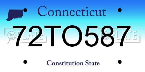 72TO587 Connecticut License Plate