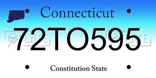 72TO595 Connecticut License Plate