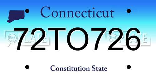 72TO726 Connecticut License Plate