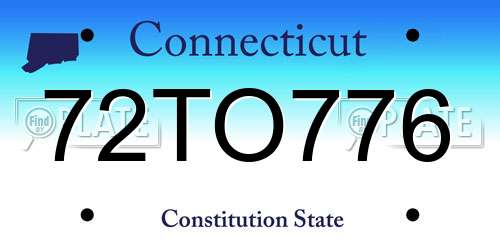 72TO776 Connecticut License Plate