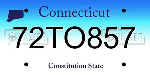 72TO857 Connecticut License Plate