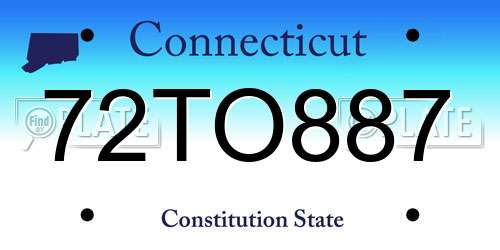 72TO887 Connecticut License Plate