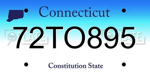 72TO895 Connecticut License Plate