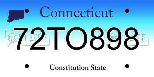 72TO898 Connecticut License Plate