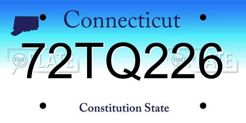 72TQ226 Connecticut License Plate