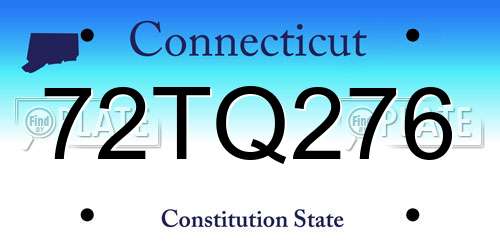 72TQ276 Connecticut License Plate